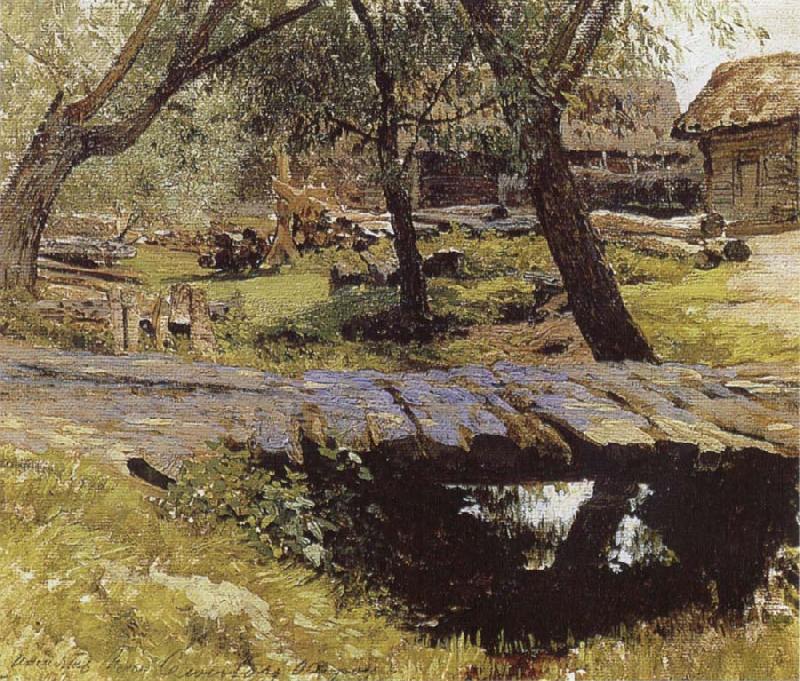Isaac Levitan Little Bridge,Village of Savinskaya,Study Spain oil painting art